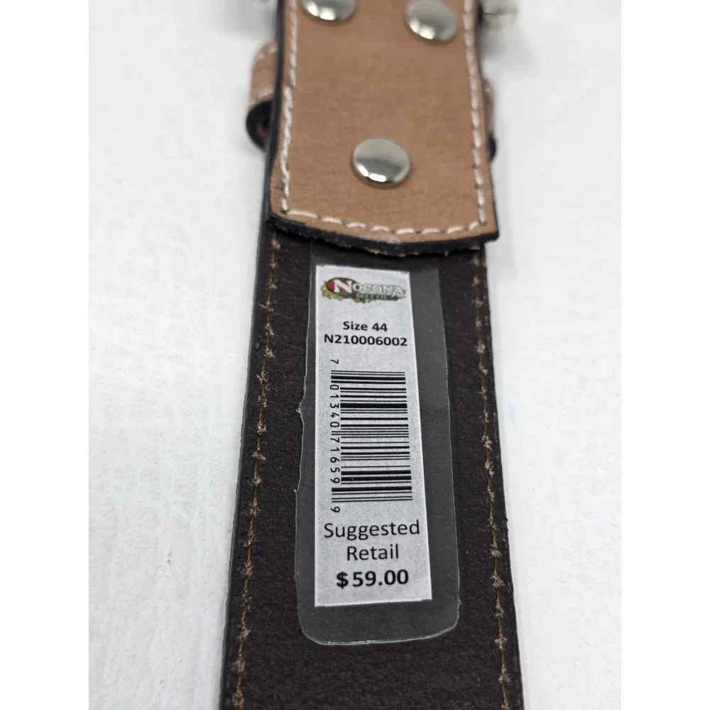 Nocona Mens Size 44 Western Genuine Leather Brown Floral-tooled Belt New